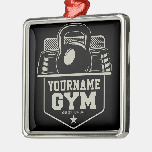 ホームパーソナライズされたジムケトルベルフィットネストレーナー メタルオーナメント (左)