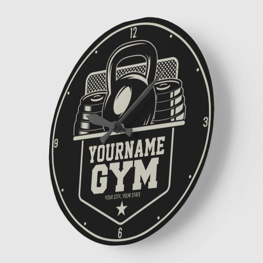 ホームパーソナライズされたジムケトルベルフィットネストレーナー ラージ壁時計 (傾斜)