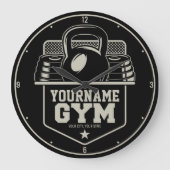 ホームパーソナライズされたジムケトルベルフィットネストレーナー ラージ壁時計 (正面)