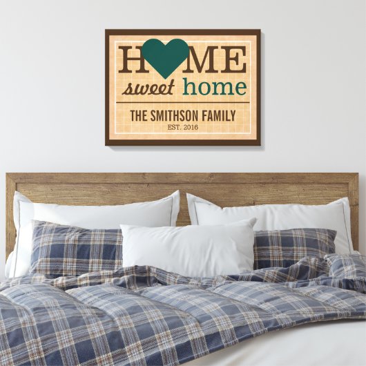 ホームパーソナライズされたスイートホームファミリーウェルカムサイン キャンバスプリント (インサイチュ (寝室))