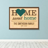 ホームパーソナライズされたスイートホームファミリーウェルカムサイン キャンバスプリント (インサイチュ (ウッドフロア))