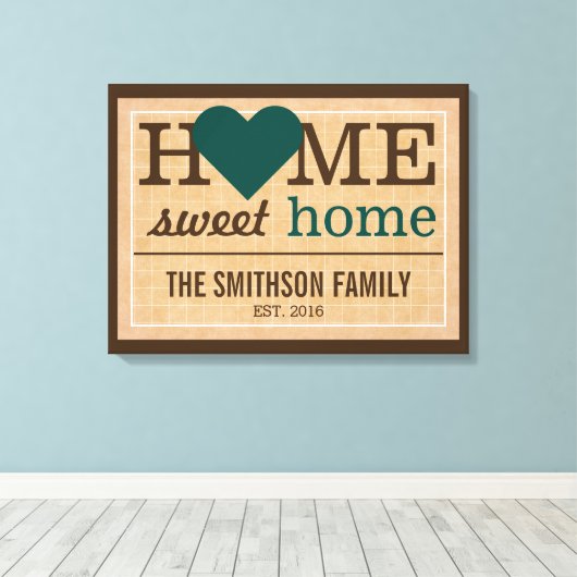 ホームパーソナライズされたスイートホームファミリーウェルカムサイン キャンバスプリント (インサイチュ (ウッドフロア))