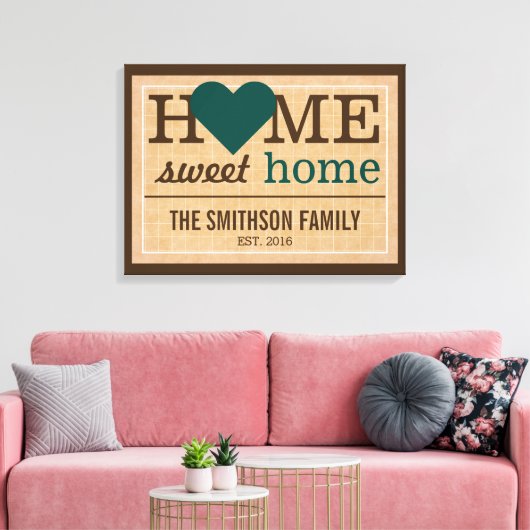 ホームパーソナライズされたスイートホームファミリーウェルカムサイン キャンバスプリント (インサイチュ (リビング))