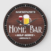 ホームパーソナライズされたバーテーマ ラージ壁時計 (正面)