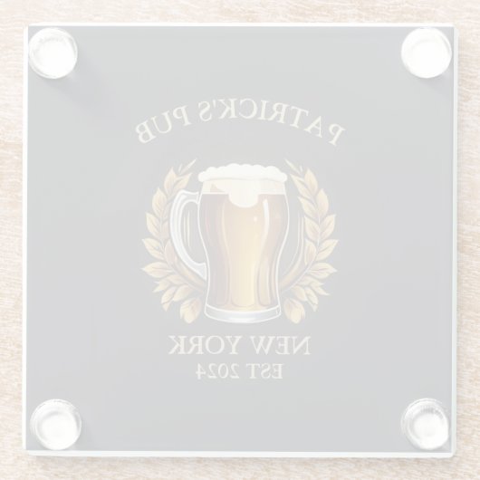 ホームパーソナライズされたバービアグラスロゴのパブサイン ガラスコースター (裏面)