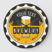ホームパーソナライズされたブルワリークラフトビールバー ラージ壁時計 (正面)