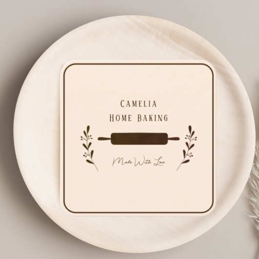 ホームパーソナライズされたベーカリーシェフミニマリストブラウン スクエア名刺
