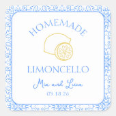 ホームパーソナライズされたメイドリモンチェロボトル結婚ズ スクエアシール (正面)