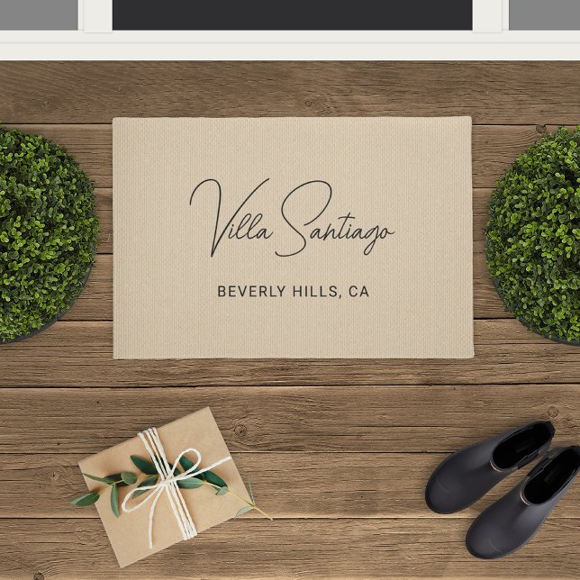 ホームパーソナライズされたモダンレジデンスの名前 ドアマット (クリエイターアップロード済み)