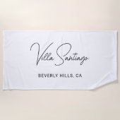 ホームパーソナライズされたモダンレジデンスの名前 ビーチタオル (正面)