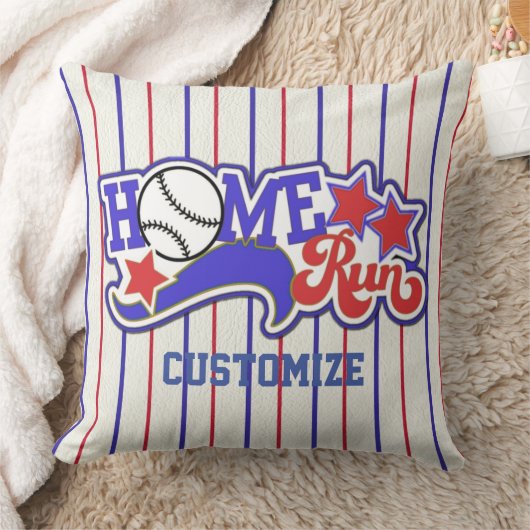ホームパーソナライズされた走野球ストライプの クッション (ブランケット)