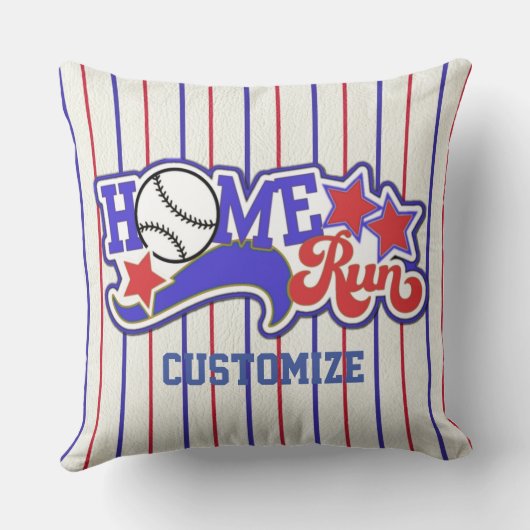 ホームパーソナライズされた走野球ストライプの クッション (裏面)