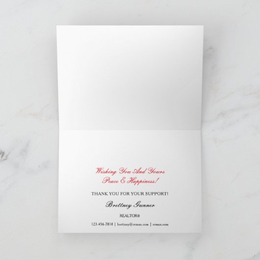 ホームパーソナライズされたfor the Holidays不動産仲介業者カード 招待状 (内部)