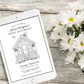 ホームパーティー80番目の誕生日ドロップイン 招待状