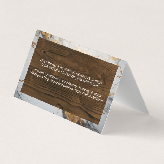 ホームビルド建築ツール |木材 |大理石 名刺 (裏面)