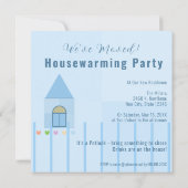 ホームフェンスとチューリップカラフルブルーパーティー招待状 案内状 (裏面)