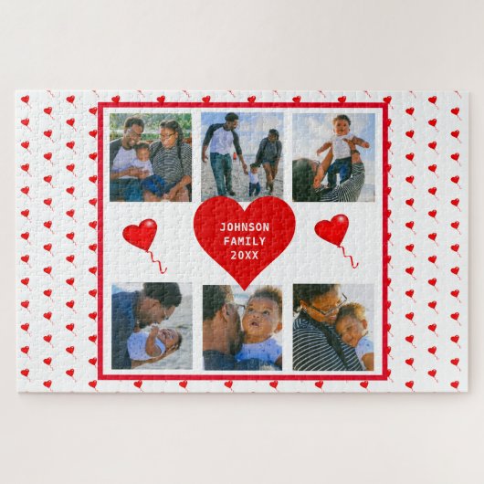 ホームフォトコラージュパーソナライズされたファミリーバレンタイン ジグソーパズル (横)