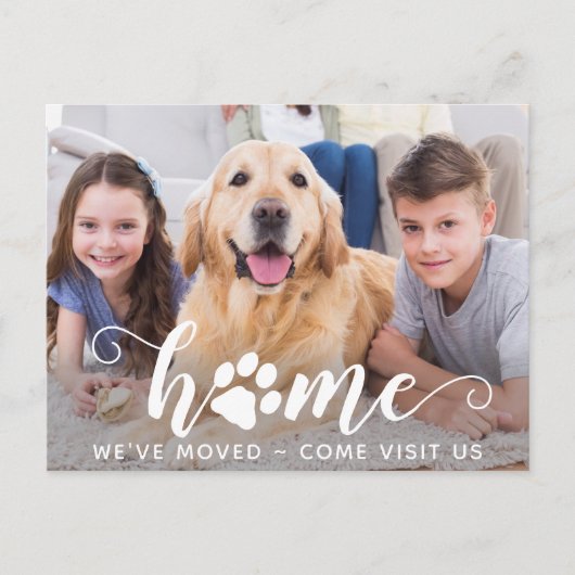 ホームフォト引っ越しましたドッグ移動 案内ポストカード (正面)