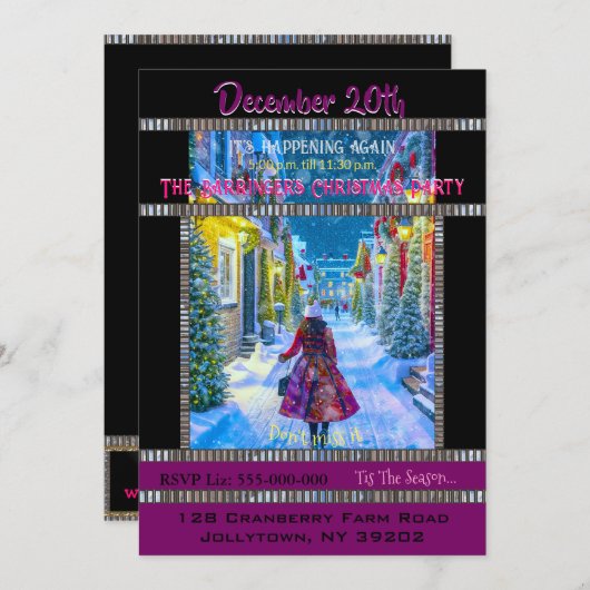 ホームフォークリスマスパーティの招待状 招待状 (正面/裏面)