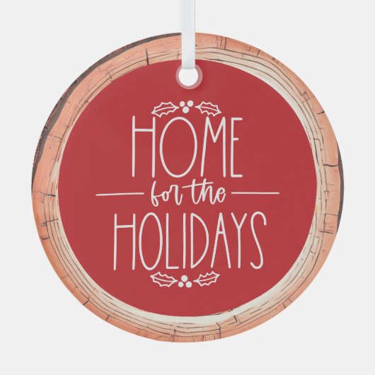 ホームフォーザホリデイズタイポグラフィキープサクツリー ガラスオーナメント (正面)