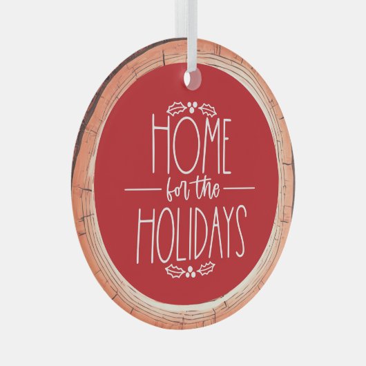 ホームフォーザホリデイズタイポグラフィキープサクツリー ガラスオーナメント (正面右)