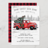 ホームフォーザホリデイヴィンテージレッドトラックツリームービング 案内状 (正面/裏面)