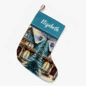 ホームフォーザホリデーズクリスマスツリードリームハウス スモールクリスマスストッキング (正面 (吊り時))