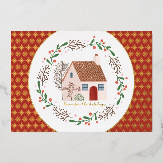 ホームフォーザホリデーズクリスマス金ゴールド 箔シーズンカード (正面)