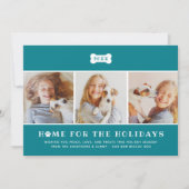 ホームフォーザホリデーズティール(緑がかった色)プレイドドッグ写真 シーズンカード (正面)