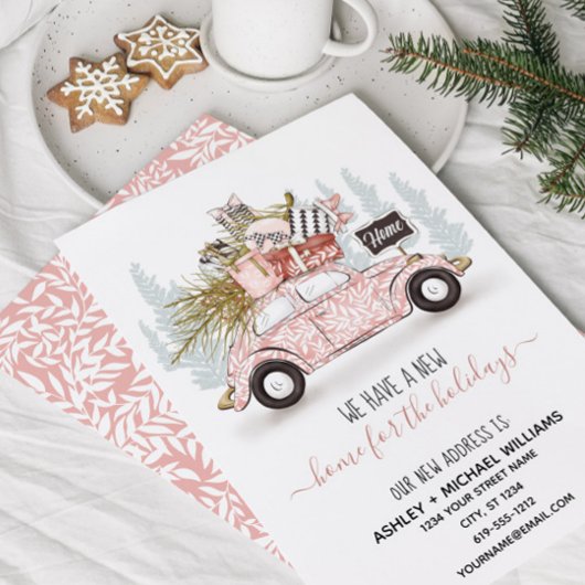 ホームフォーザホリデーズピンクの水の色の車の移動 シーズンカード