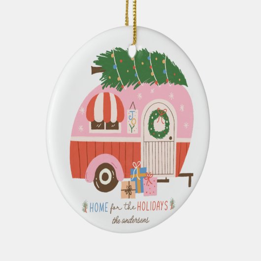 ホームフォーザホリデーズピンクキャンパークリスマスセラム セラミックオーナメント (右)