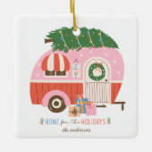 ホームフォーザホリデーズピンクキャンパークリスマス セラミックオーナメント (正面)