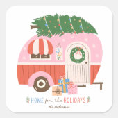ホームフォーザホリデーズピンクキャンパー スクエアシール (正面)