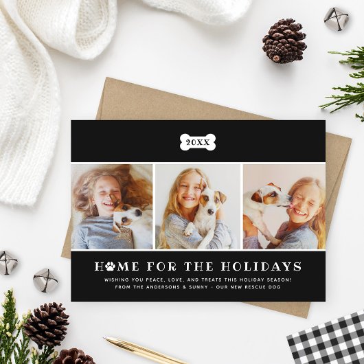 ホームフォーザホリデーズブラックプレイドッグ写真 シーズンカード