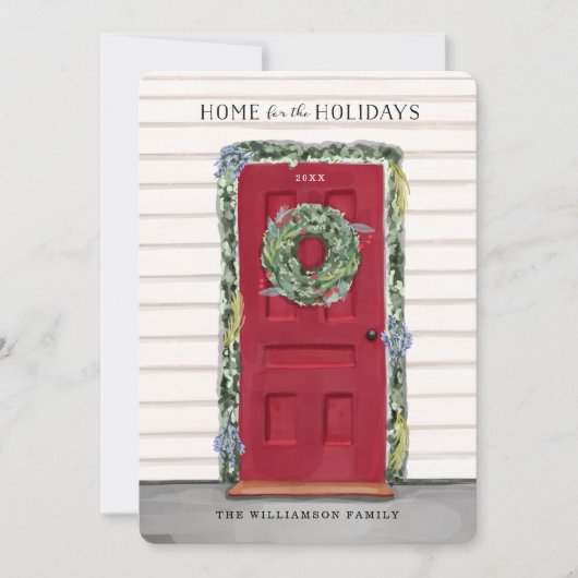 ホームフォーザホリデーズレッドウォーターカラーフロントドア シーズンカード (正面)