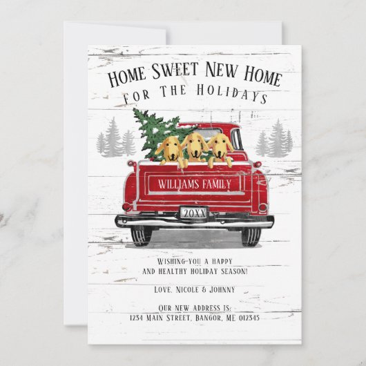 ホームフォーホリデーズレッドトラックドッグ移動ヴィンテージ 案内状 (正面)