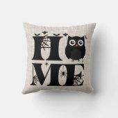 ホームフクロウスパイダーウェッブズ幽霊バーラップハロウィーン クッション (裏面)