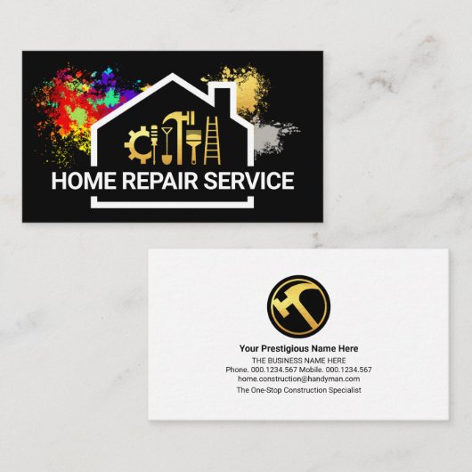 ホームフレーム絵を描(ばちゃばちゃ)跳ねる手利師 名刺 (正面/裏面)