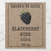 ホームブルーイングブラックベリーワインクラフト紙スタイル ワインラベル (シングルラベル)