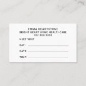 ホームヘルスケアナースアポイントメントカード 予約カード (裏面)