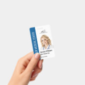 ホームヘルスケア助手 医療用写真ID 青 バッジ (手持ち)