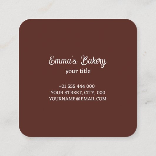 ホームベーカリーケータリング名刺 スクエア名刺 (裏面)