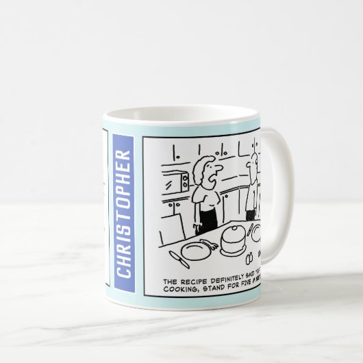 ホームベーキング料理ディナーでキッチンおもしろい漫画。 コーヒーマグカップ (正面右)