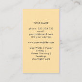 ホームペットシッティングキュートハッピーキャット顔イエロー 名刺 (裏面)