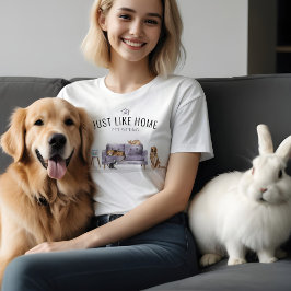 ホームペットシーティングウォーターカラーコージーホームパープルソクソファ Tシャツ