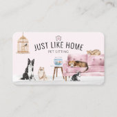 ホームペットシーティングウォーターカラーコージーホームピンクソファ 名刺 (正面)