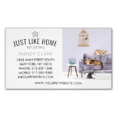 ホームペットシーティングウォーターカラーコージーホームモーヴソファ マグネット名刺 (正面)