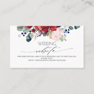 ホームペ結婚ージBurgundy and Navy Blueフローラ 名刺
