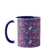 ホームホビーシューCRAFTERコラージパターンブルーレッド