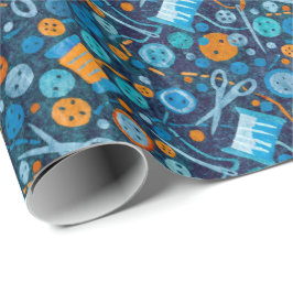 ホームホビー裁縫クラフト紙コラージパターンブルー ラッピングペーパー